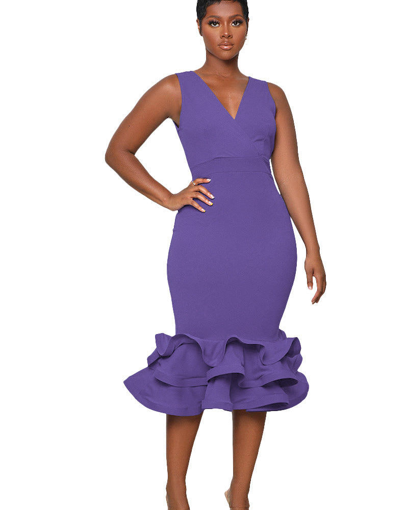 Sleeveless V Neck Evening Dress 3D Three Dimensional Skirt