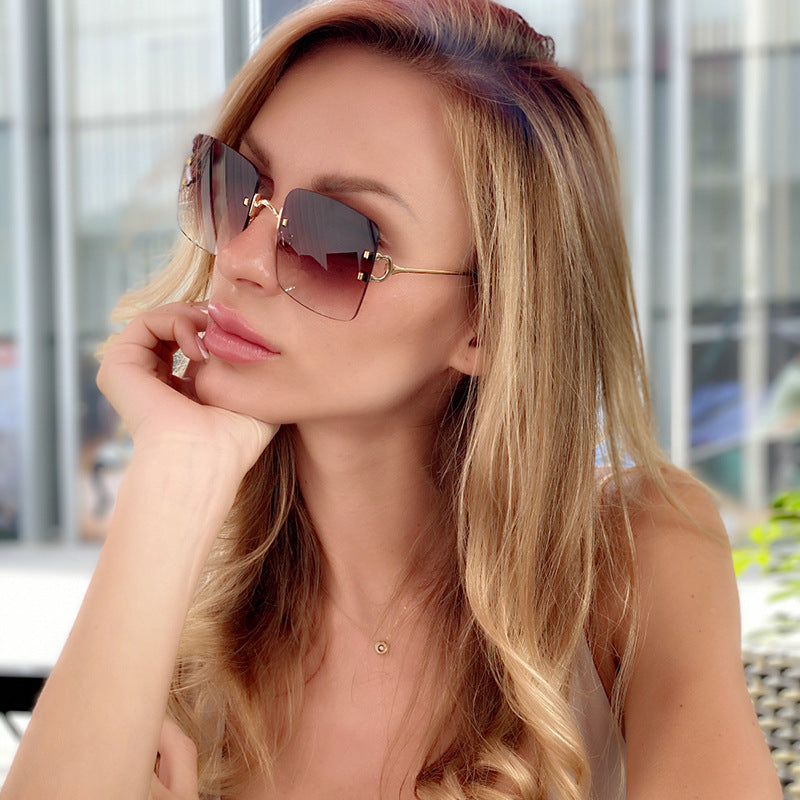 Stylish rimless sunglasses are rimless