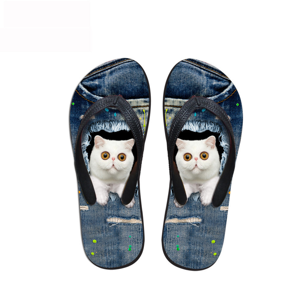 Ripped Cowboy Pet Dog And Cat Flat Slippers