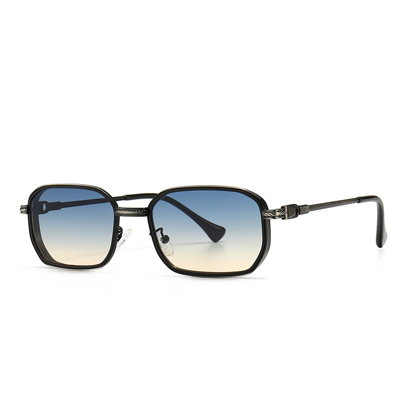 Modern retro square frame narrow sunglasses