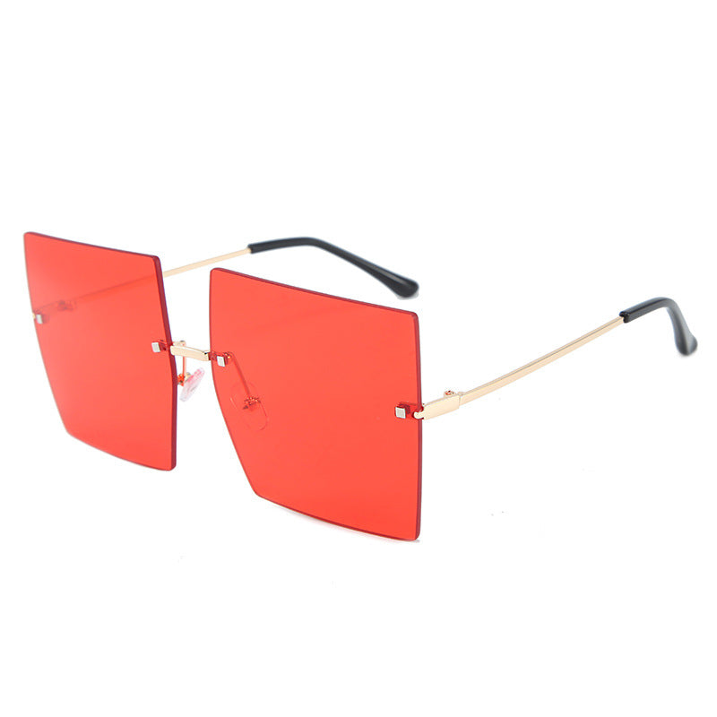 Square frameless metal glasses