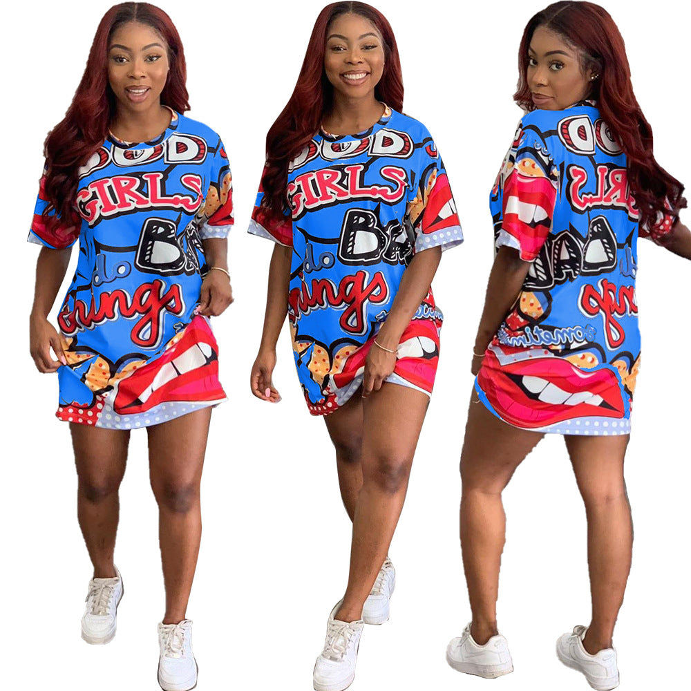 Loose fashion casual printed dress