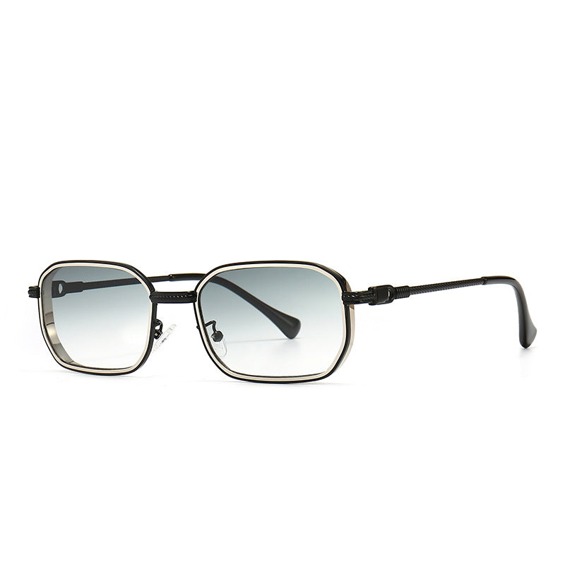 Modern retro square frame narrow sunglasses