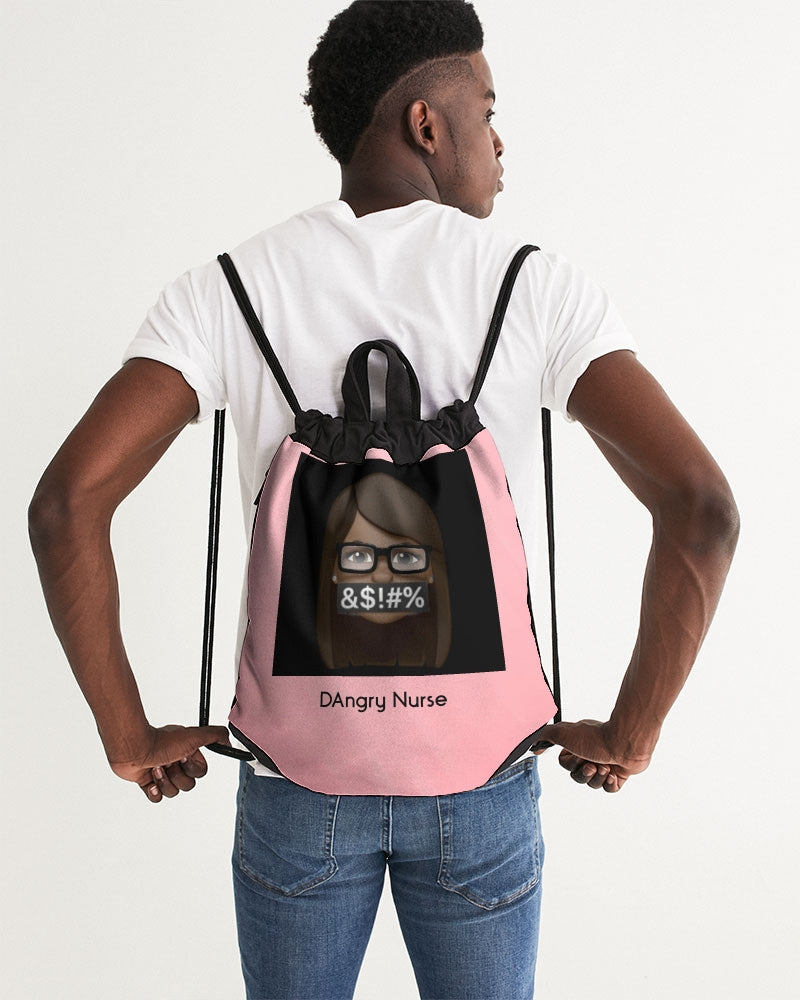 Angry Pink Canvas Drawstring Bag