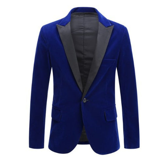 Velvet Burgundy Fashion Casual Suit Jacket
