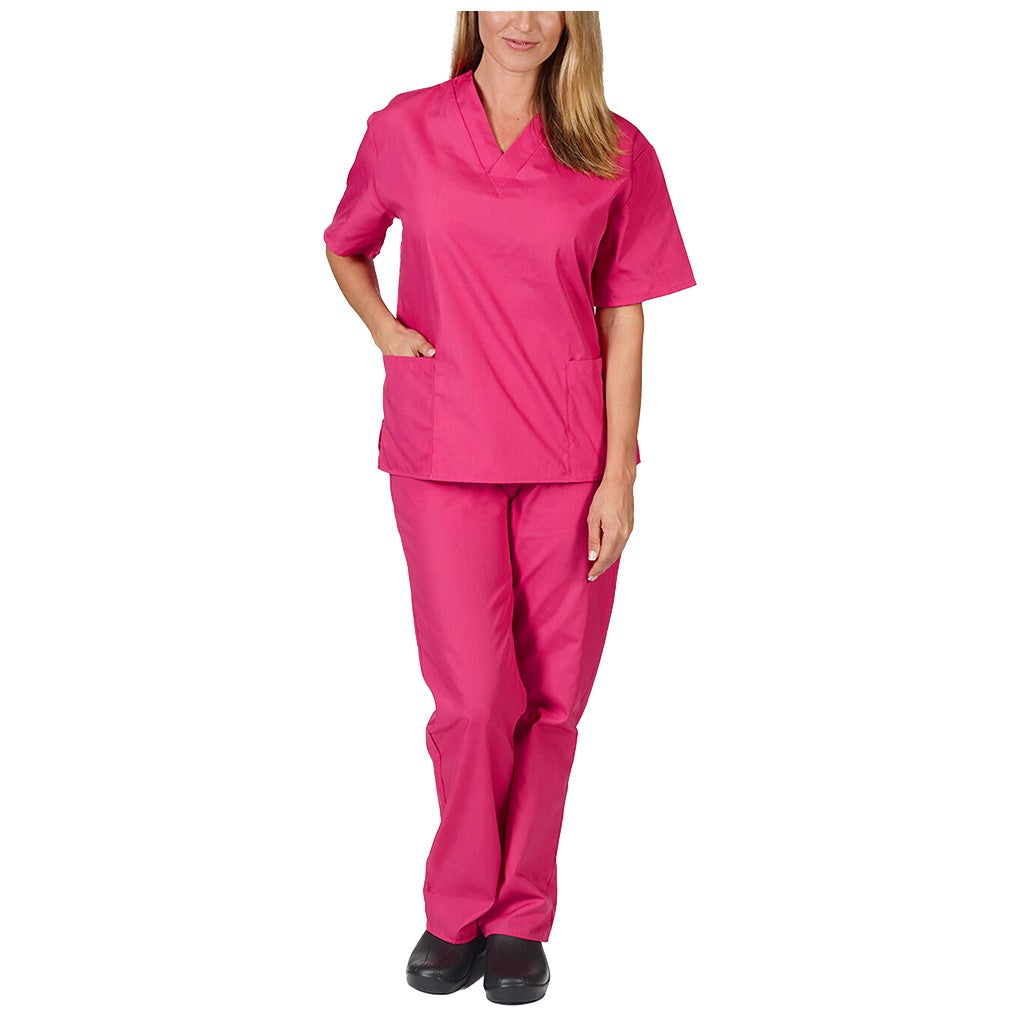 New Solid Color Pocket V-neck Nursing Work Uniform