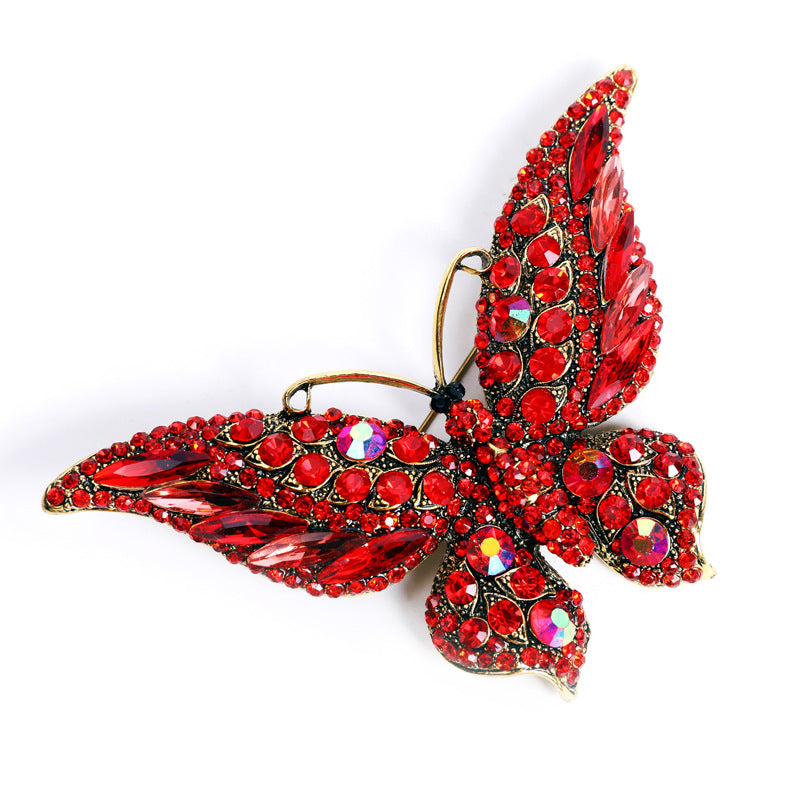 Fashion Animal Crystal Big Butterfly Brooch