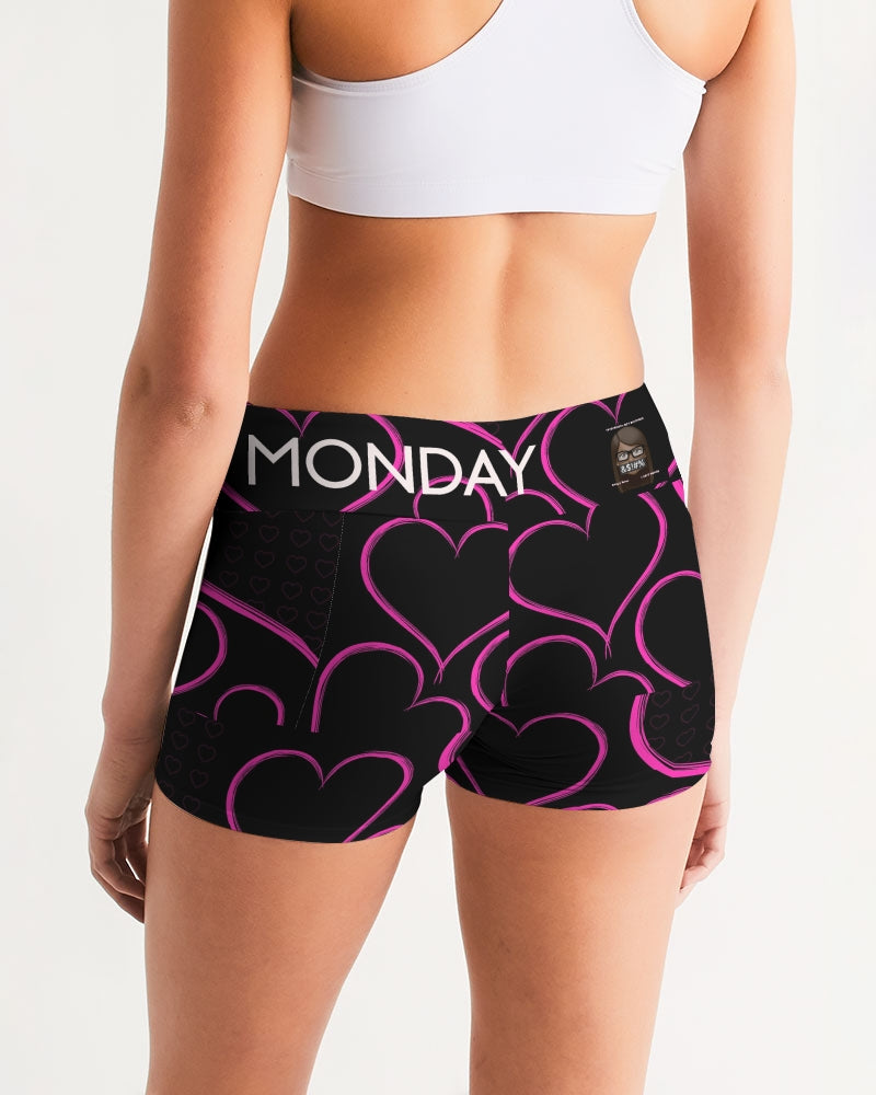 Angry hearts Women's Mid-Rise Yoga Shorts