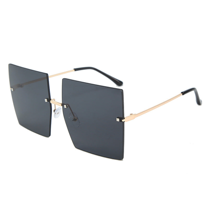 Square frameless metal glasses