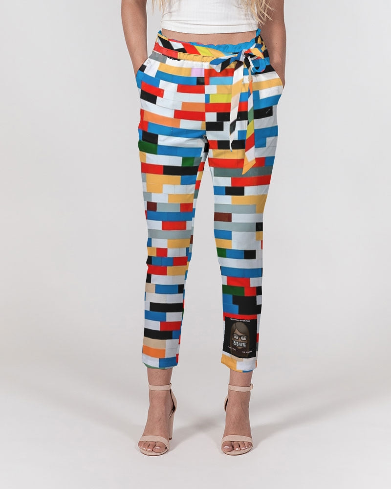 Angry Blocks Women's Belted Tapered Pants