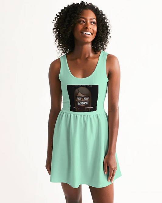 Angry pastel green Women's Scoop Neck Skater Dress