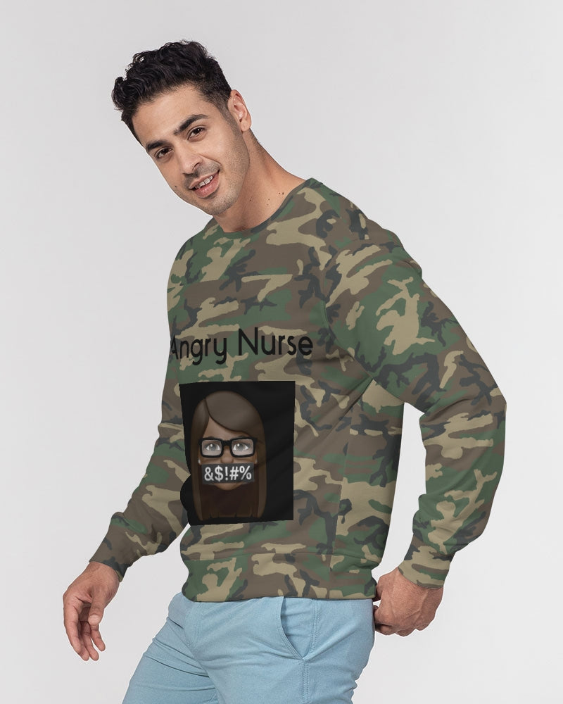 Brown-camo Men's Classic French Terry Crewneck Pullover