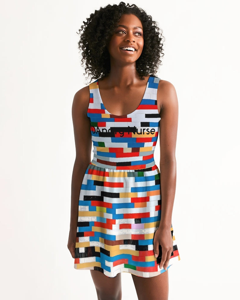 Angry Blocks Women's Scoop Neck Skater Dress