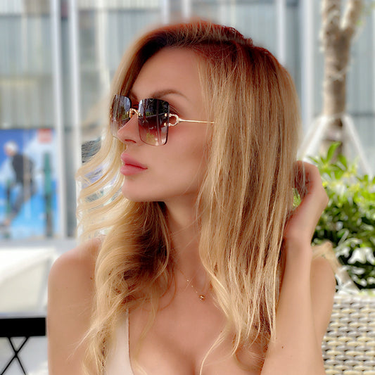 Stylish rimless sunglasses are rimless