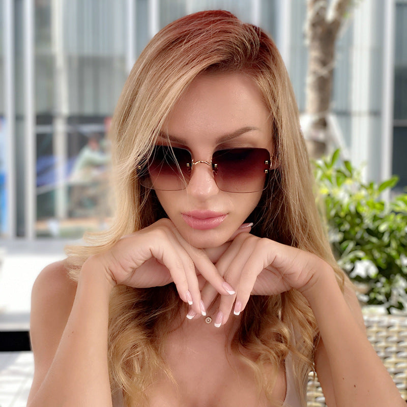 Stylish rimless sunglasses are rimless