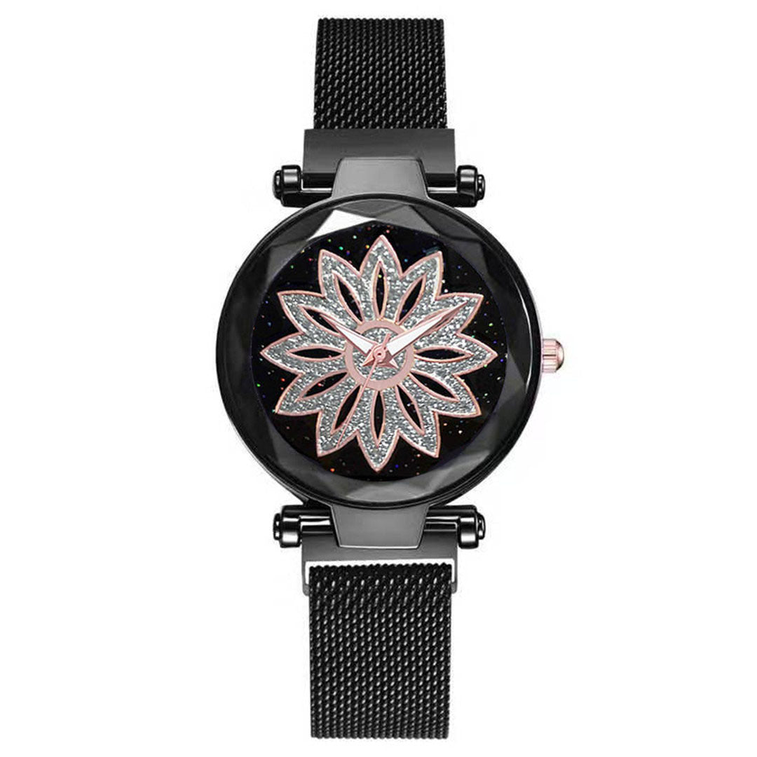 Quartz watch with starry sky surface for ladies