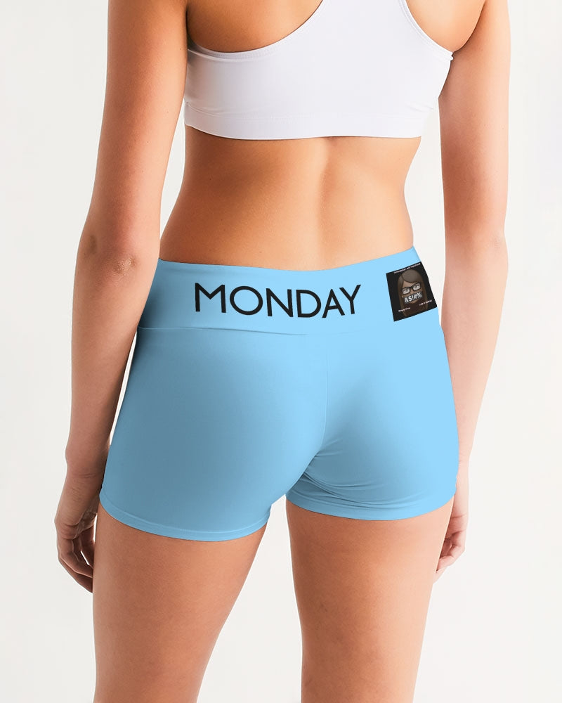 Angry pastel blue Women's Mid-Rise Yoga Shorts