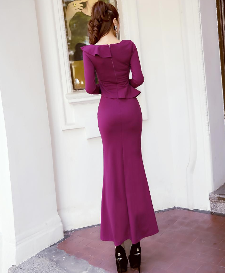 Spring and autumn new Korean sexy V-neck high waist slim slimming long-sleeved dress dress long skirt