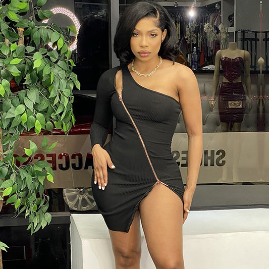 Fashion Thread Irregular Single Sleeve Dress