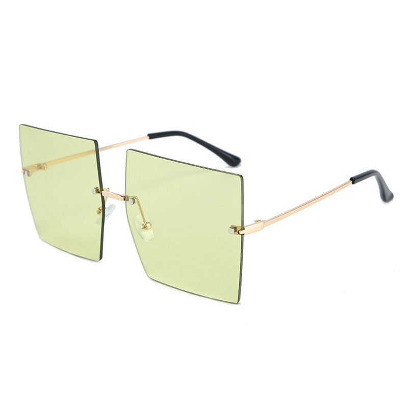 Square frameless metal glasses