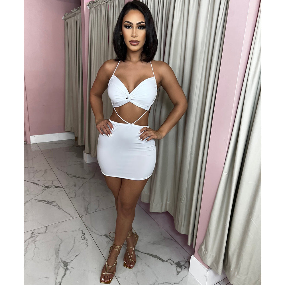 Women's Fashion Skinny Backless Cross-Tie Dress