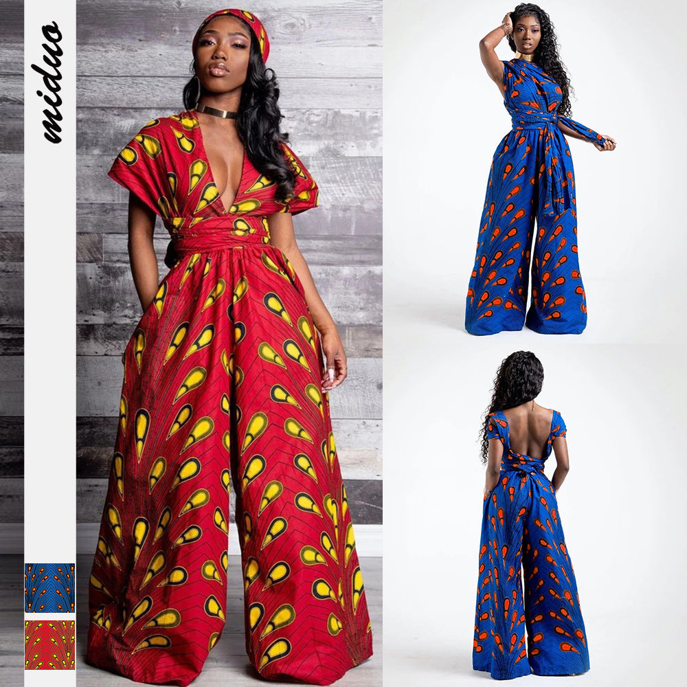 African womens size wide-leg jumpsui