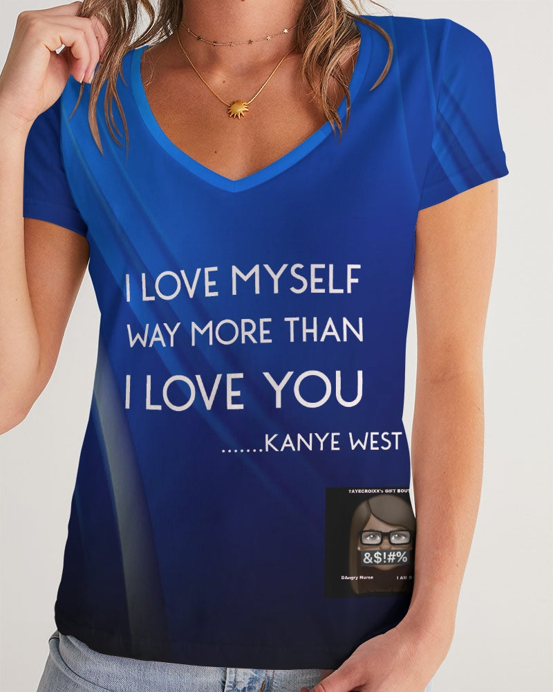 Angry Blue Women's V-Neck Tee