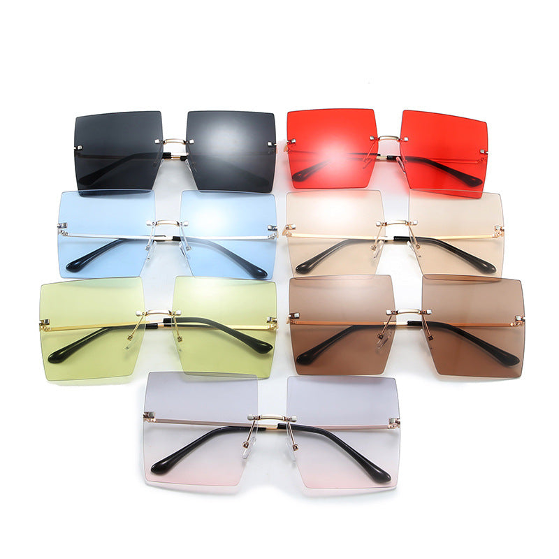 Square frameless metal glasses