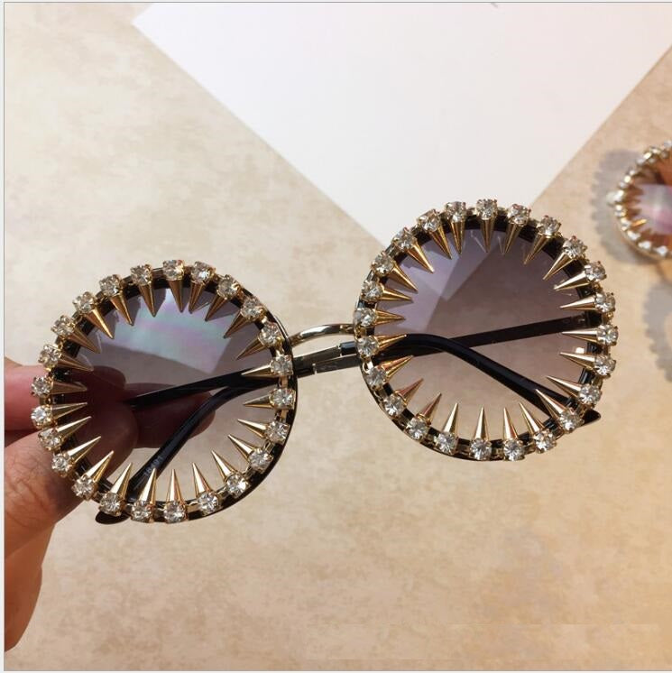 Baroque Rhinestone Crystal Round Sunglasses