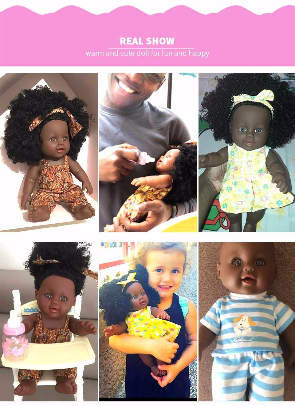 Black African enamel Children's Princess Doll