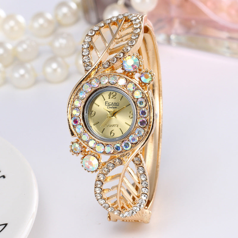 Four-leaf clover diamond bracelet watch