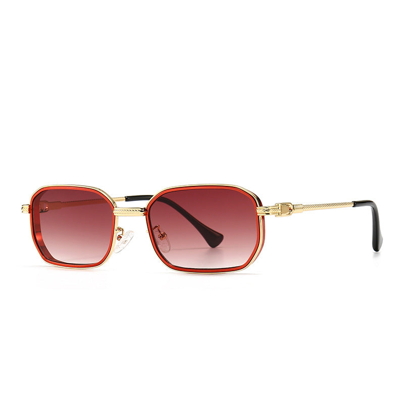 Modern retro square frame narrow sunglasses