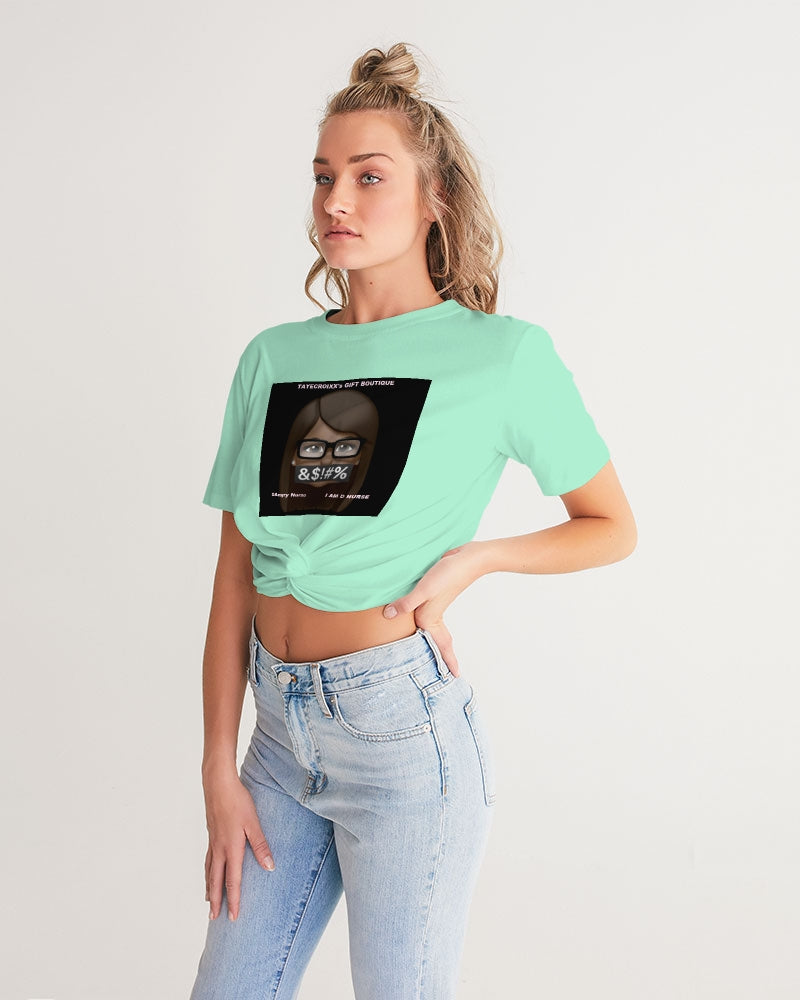Angry pastel green Women's Twist-Front Cropped Tee