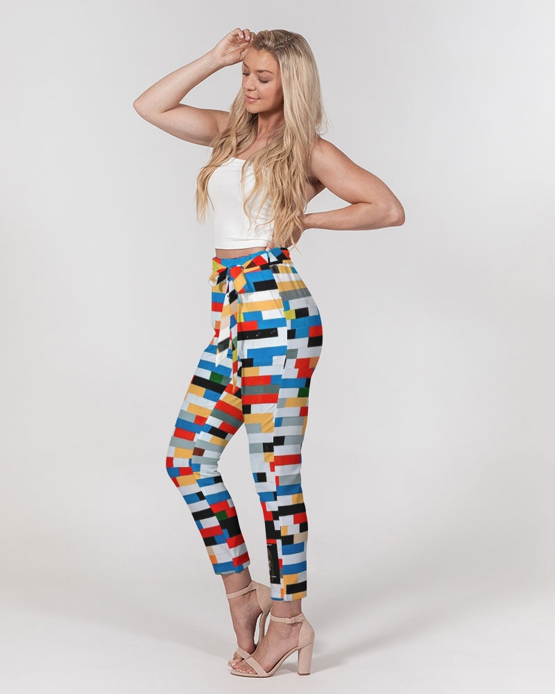 Angry Blocks Women's Belted Tapered Pants