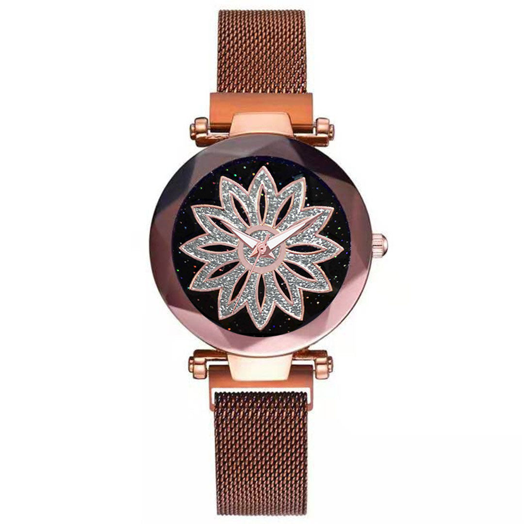 Quartz watch with starry sky surface for ladies