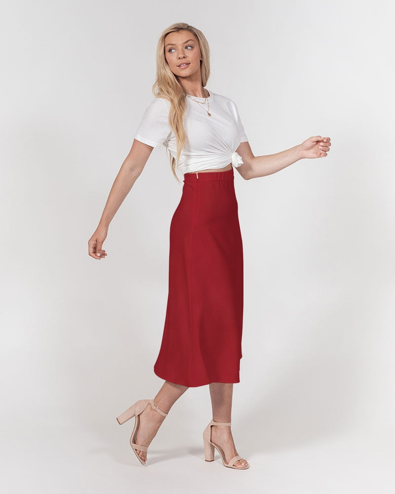 red Women's A-Line Midi Skirt