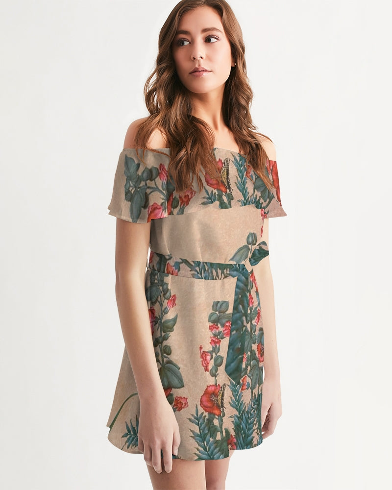 Angry Flowers Women's Off-Shoulder Dress