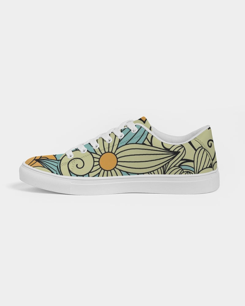 Angry yellow blue green print Women's Faux-Leather Sneaker