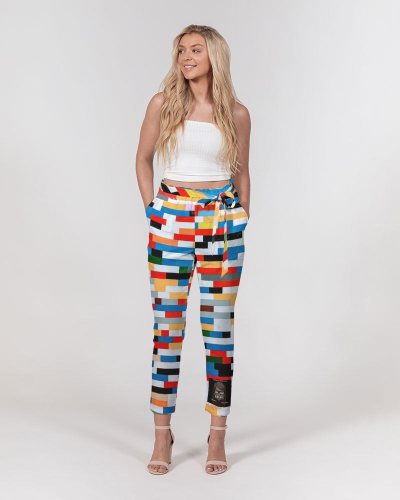 Angry Blocks Women's Belted Tapered Pants