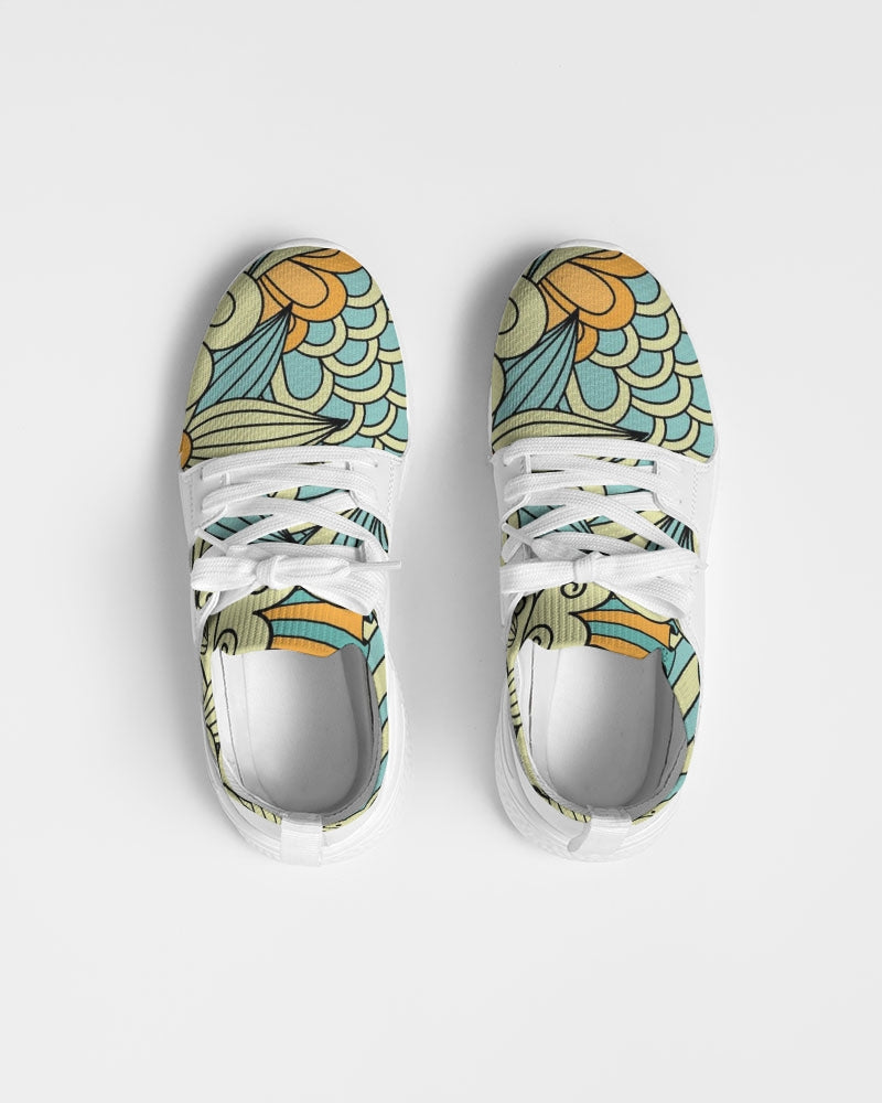 Angry yellow blue green print Women's Two-Tone Sneaker