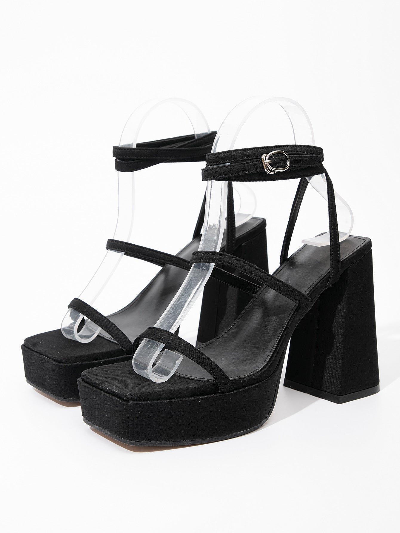 Buckle-strap Block-heeled High-heel Sandals