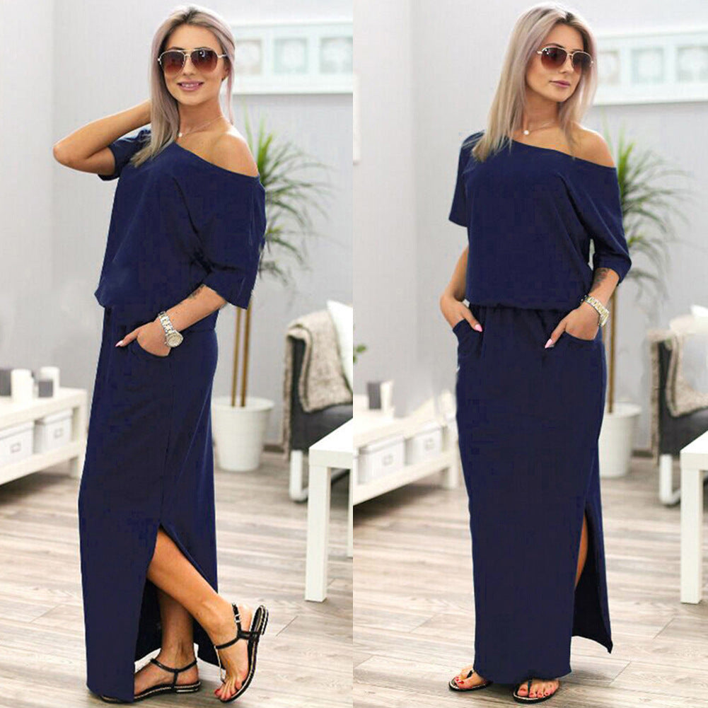 EBay 2021 dress new summer dress for the summer women's European and American women's evening dress long skirt burst money wholesale