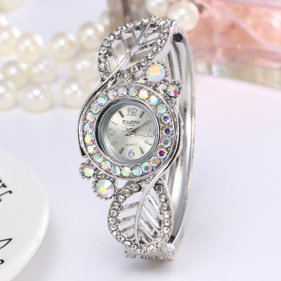 Four-leaf clover diamond bracelet watch