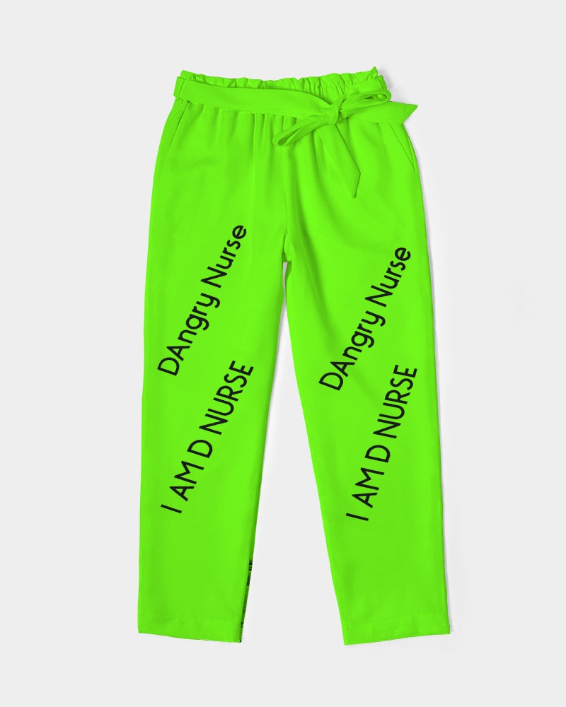 neon green Women's Belted Tapered Pants