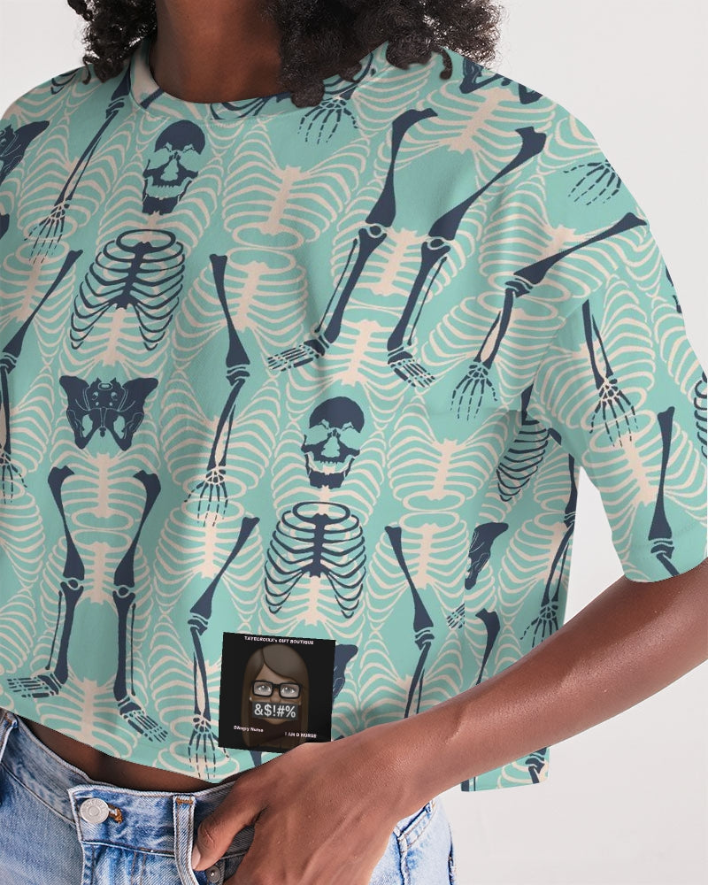 ANGRY SKELeton Women's Lounge Cropped Tee