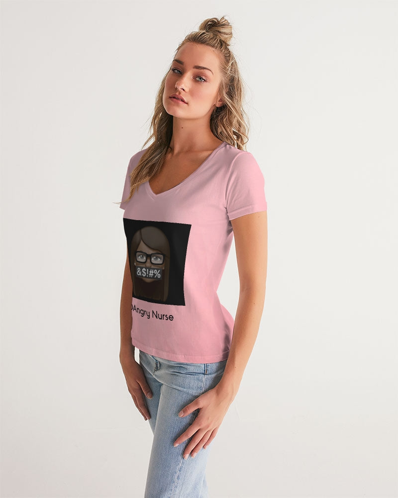 Angry Pink Women's V-Neck Tee
