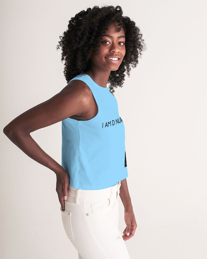 Angry pastel blue Women's Cropped Tank