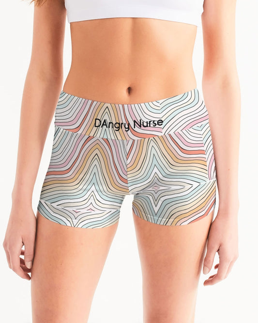 Angry waves Women's Mid-Rise Yoga Shorts