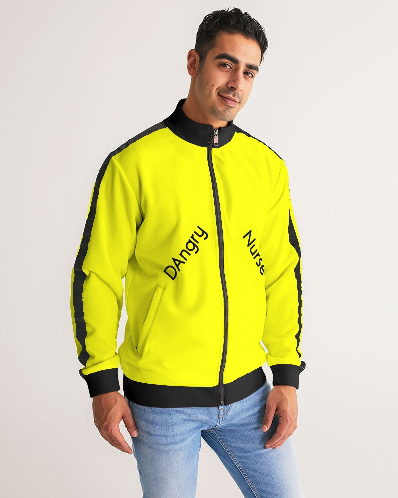 Angry Yellow Men's Stripe-Sleeve Track Jacket