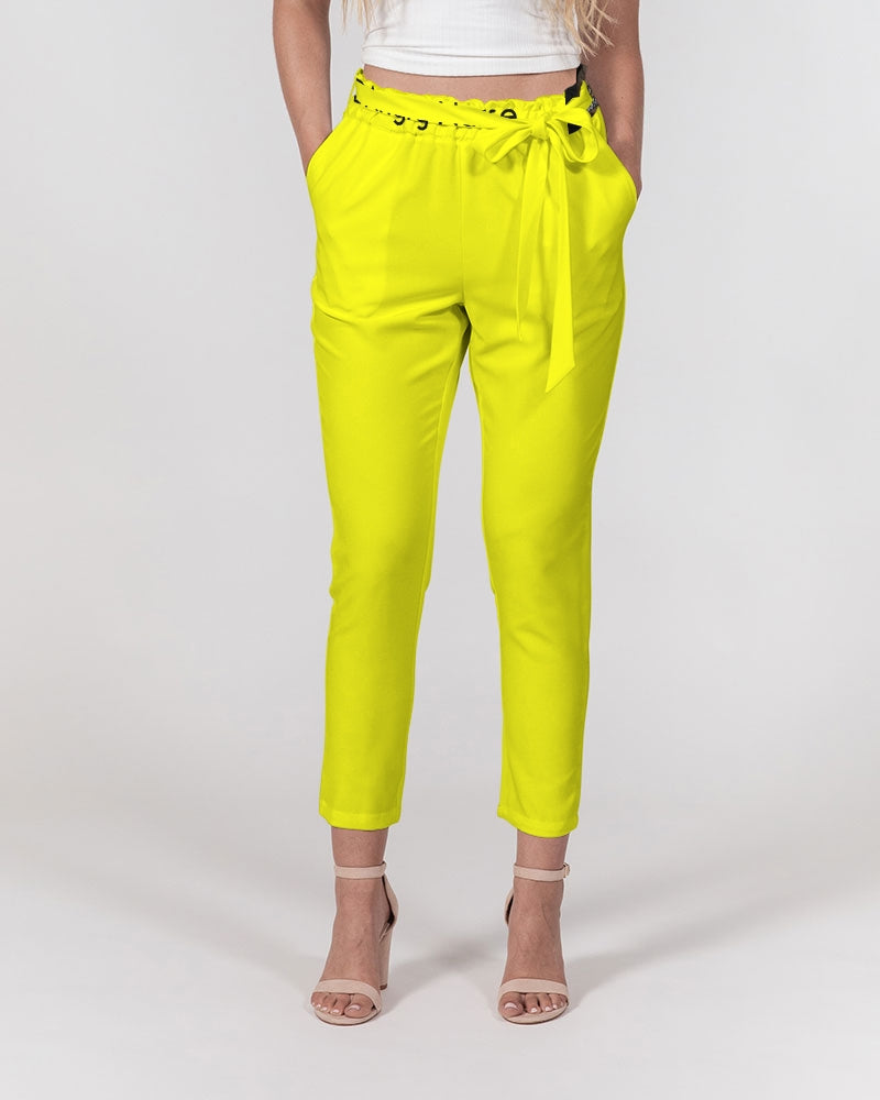 Angry Yellow Women's Belted Tapered Pants
